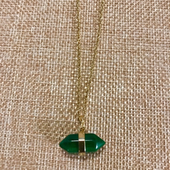 Malachite Prism gold plated Necklace NEW - Picture 4 of 4